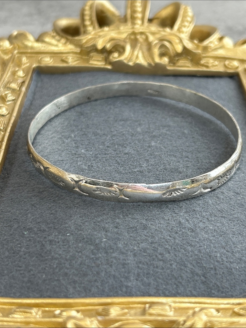 Mexico Silver Engraved Bangle Bracelet - Silver